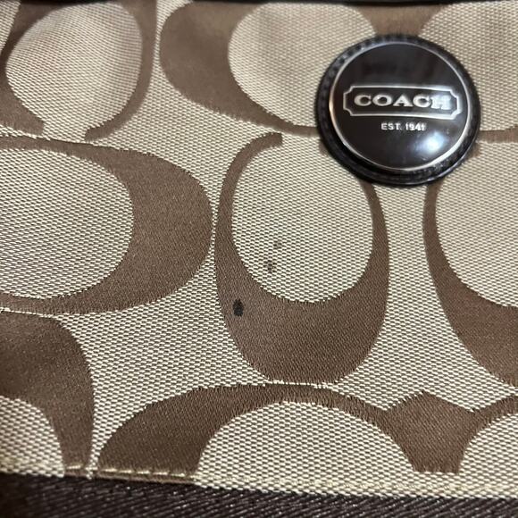 Coach Signature Monogrammed C Canvas Purse Travel Tote Bag Zip Closure - Picture 3 of 10